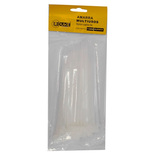 AMARRA PLASTICA UDUKE BLANCA 3.6X150MM (15 CM) (100 UNDS) (HT70020)