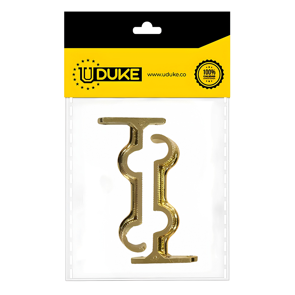ACCESORIO CORTINERO SOPORTE MURO DOBLE DORADO DE 1 PAQ X 2 UDUKE