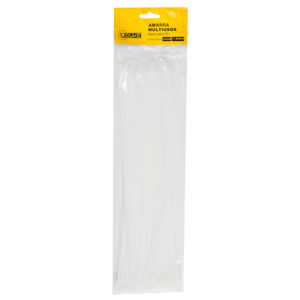 AMARRA PLASTICA UDUKE BLANCA 3.6X300MM (30 CM) (100 UNDS) (HT70023)