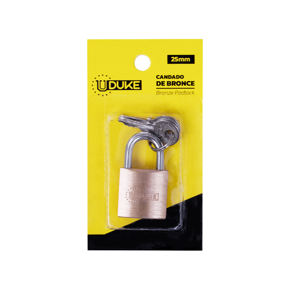 CANDADO 25MM BRONCE FINO EN BLISTER UDUKE (GARANTIA 5 ANOS)