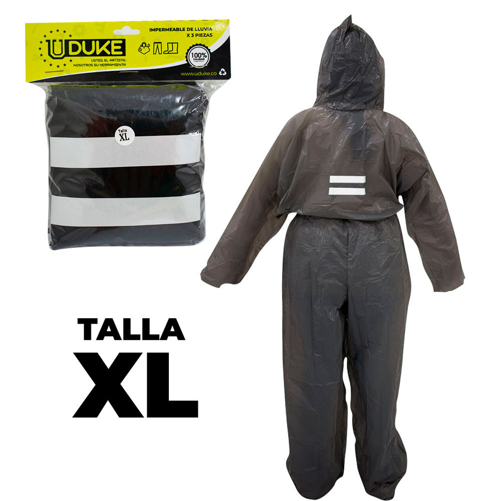 IMPERMEABLE PARA MOTO PLASTICO COMPLETO REFLECTIVO CON SOLAPA TALLA XL