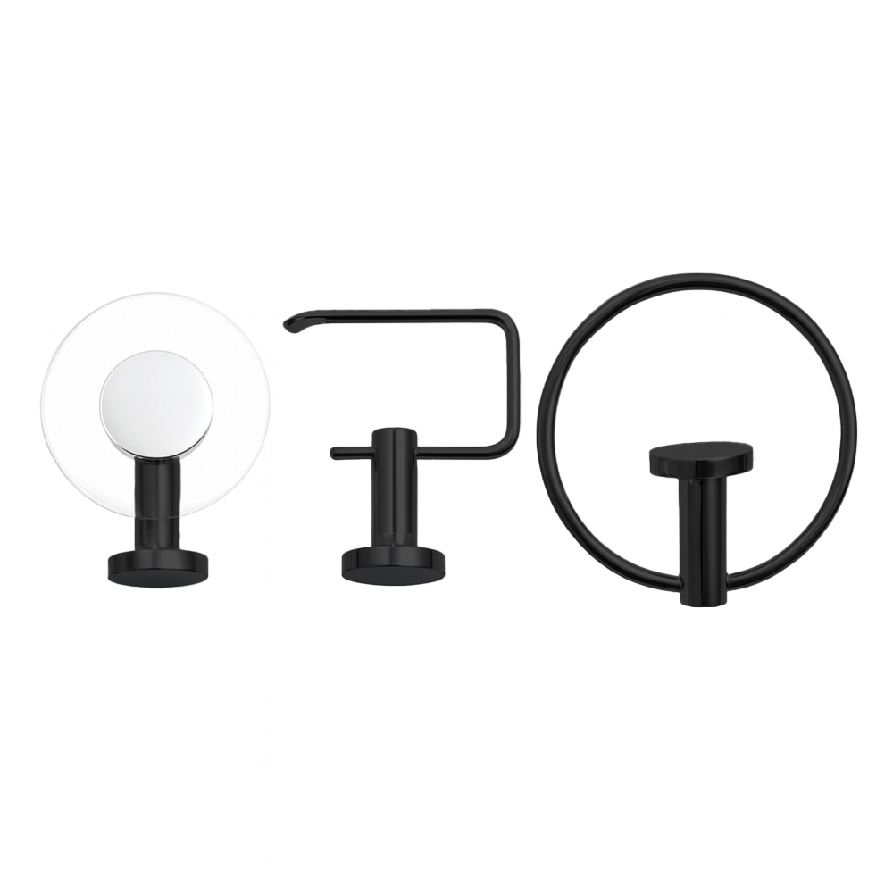 KIT ACCESORIOS PARA BAÑO X 3 PIEZAS NEGRO UDUKE  (HT2165)