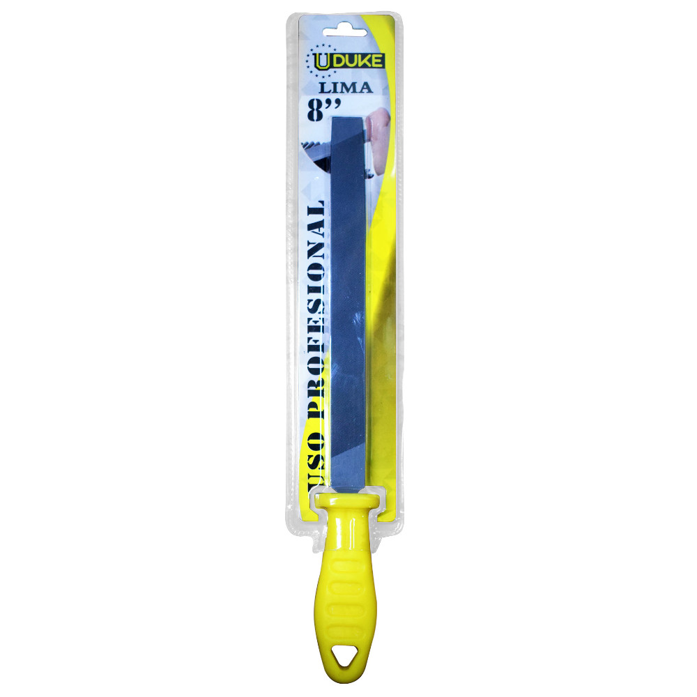 LIMA PLANA 8" CON MANGO AMARILLO EN BLISTER UDUKE (HT90308)