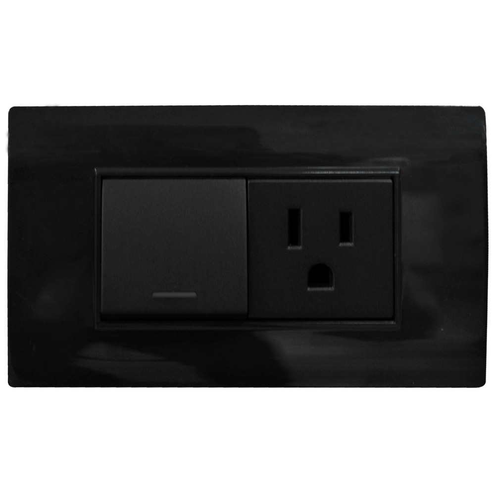 LINEA BK PLUS NEGRA INCRUSTAR TOMA SWICHE 110-220 (118K-07-3W-BLK) (HT20724)