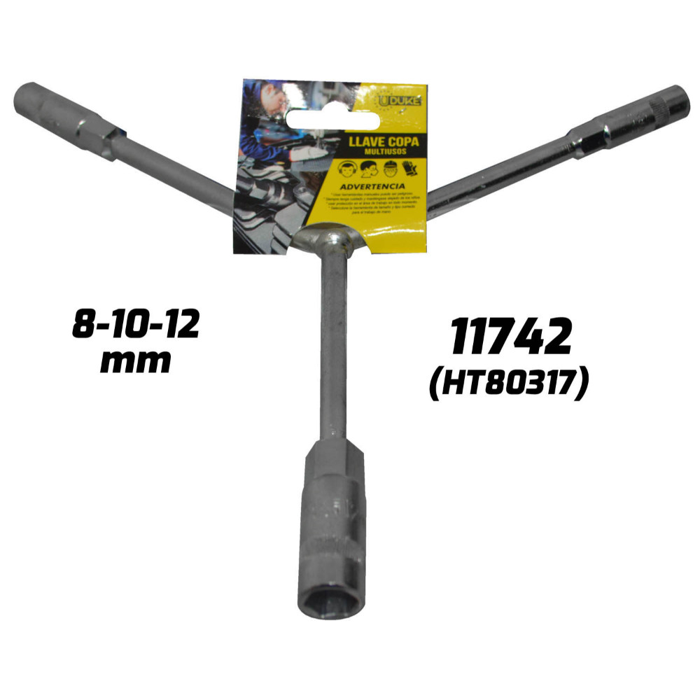 LLAVE COPA EN Y CON CUADRANTE UDUKE 8-10-12 MM (HT80317)