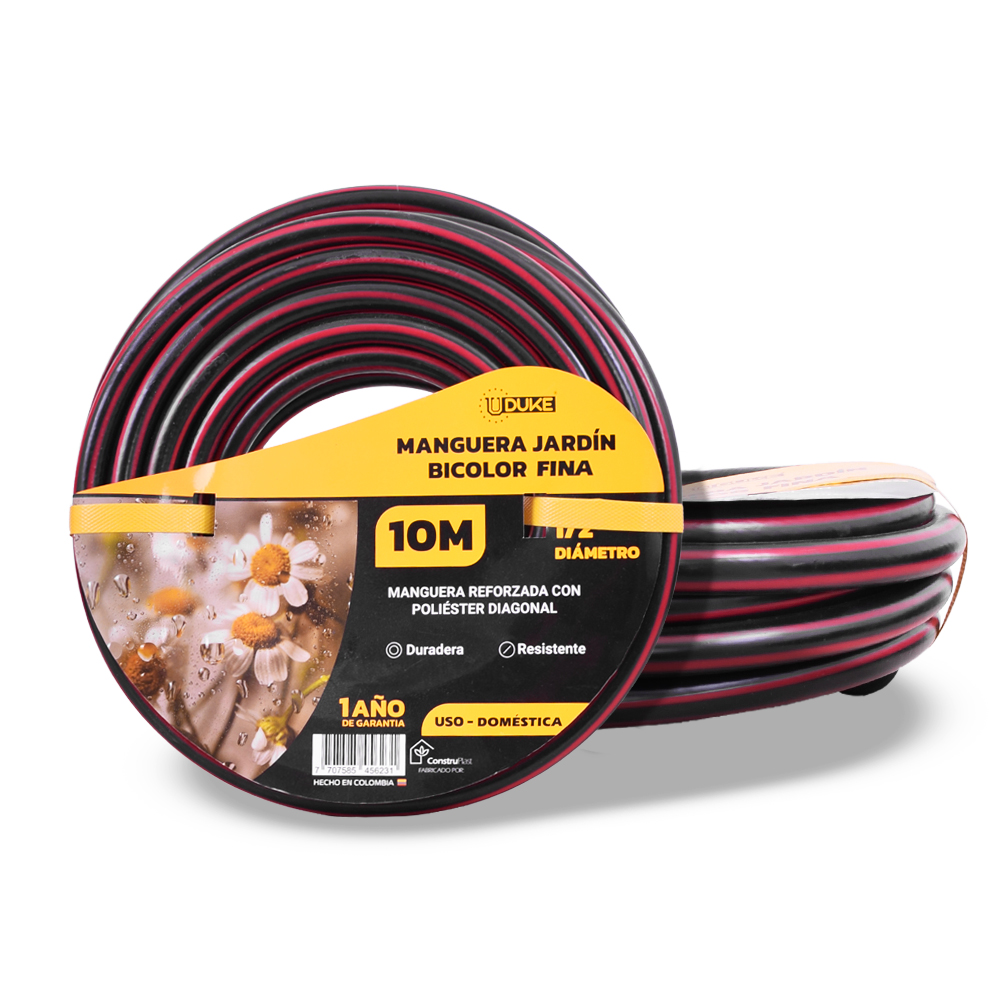 MANGUERA DE JARDIN UDUKE USO DOMESTICO-INDUSTRIAL X 10 METROS (FENIX-BICOLOR)