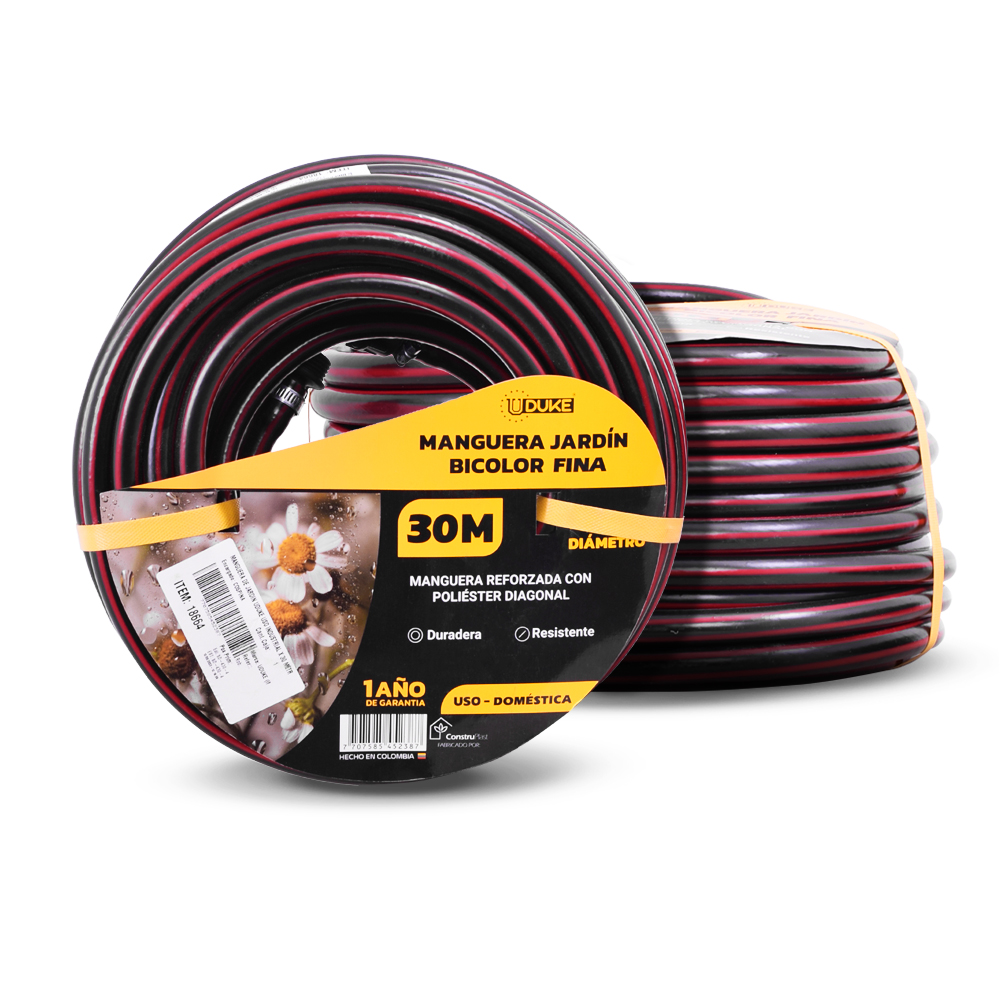 MANGUERA DE JARDIN UDUKE USO DOMESTICO-INDUSTRIAL X 30 METROS (FENIX-BICOLOR)