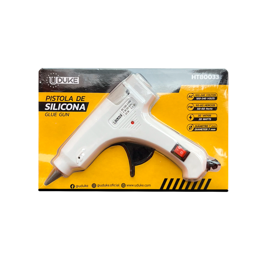 PISTOLA SILICONA UDUKE AMARILLA PEQUENA 10W  (HT80033)