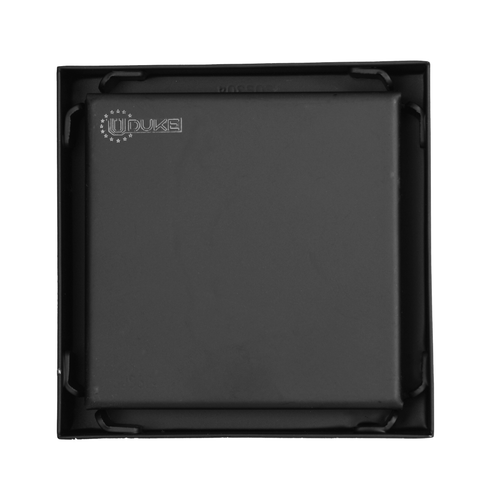 REJILLA SIFON  PISO INVISIBLE ACERO INOXIDABLE NEGRA 10 X 10 UDUKE  (HT1583)