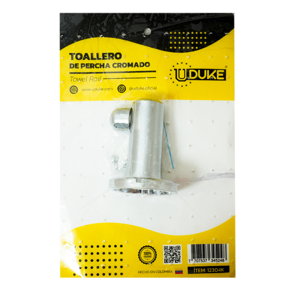 TOALLERO PERCHA CROMADO EN BLISTER UDUKE (9115)