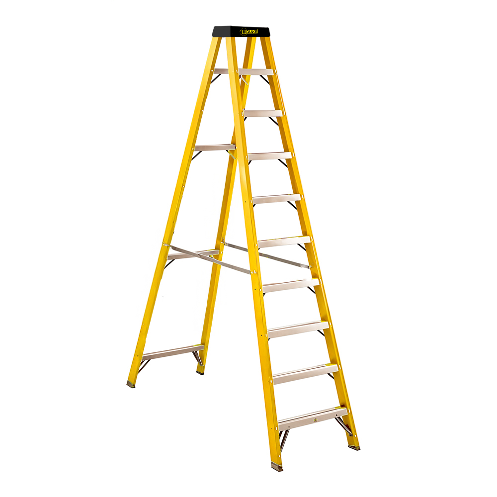ESCALERA DE FIBRA DE VIDRIO 9 PELDANOS CAP 150 KILOS USO INDUSTRIAL UDUKE CON PLATAFORMA  (HT3186)