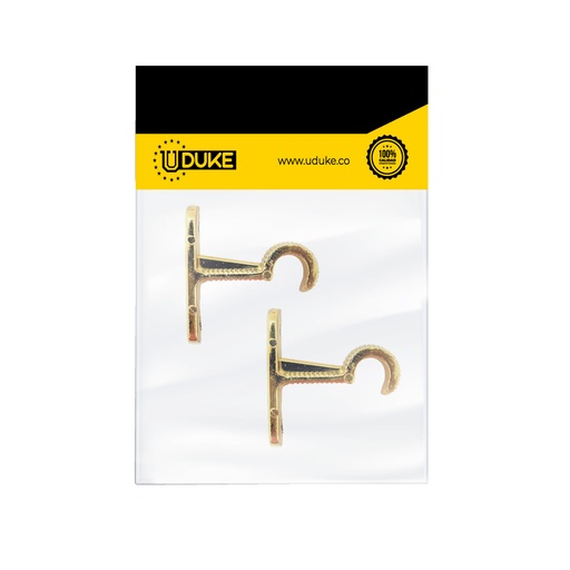 [8740K] ACCESORIO CORTINERO SOPORTE MURO DOBLE DORADO DE 3/4 PAQ X 2 UDUKE