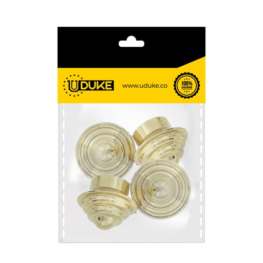 [8753K] ACCESORIO CORTINERO TERMIINAL DORADO ESCALERA 1/2 PQT X 4 UDUKE