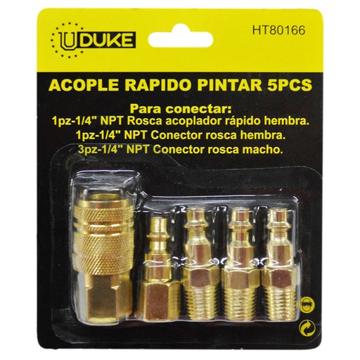 [11036] ACOPLE RAPIDO PINTAR UDUKE JUEGO X 5 PCS PARA COMPRESOR (HT80166)