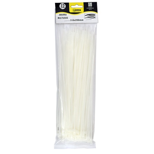 [10086] AMARRA PLASTICA UDUKE BLANCA 3.6X250MM (25 CM) (100 UNDS) (HT70022)