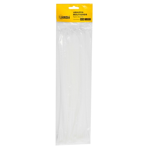 [10087] AMARRA PLASTICA UDUKE BLANCA 3.6X300MM (30 CM) (100 UNDS) (HT70023)