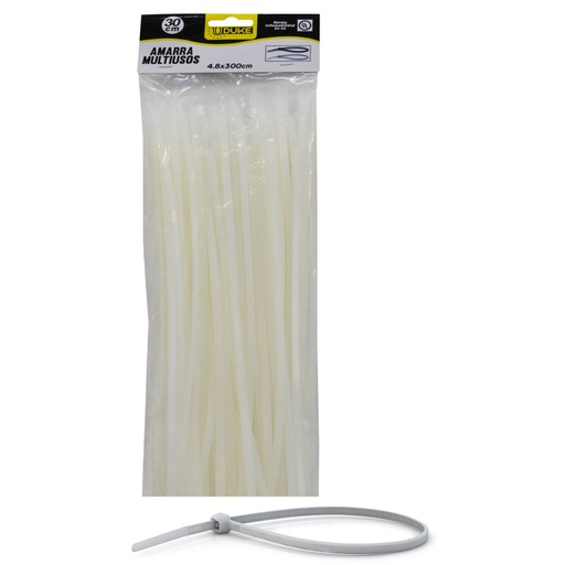[10090] AMARRA PLASTICA UDUKE BLANCA 4.8X300MM (30 CM) (100 UNDS) (HT70026)