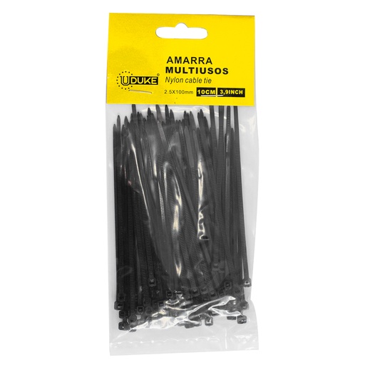 [10094] AMARRA PLASTICA UDUKE NEGRA 2.5X100MM (10 CM) (100 UNDS) (HT70030)