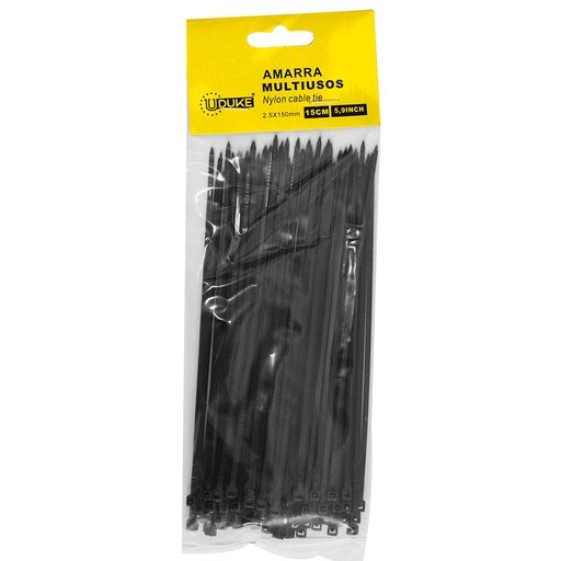 [10095] AMARRA PLASTICA UDUKE NEGRA 2.5X150MM (15 CM) (100 UNDS) (HT70031)