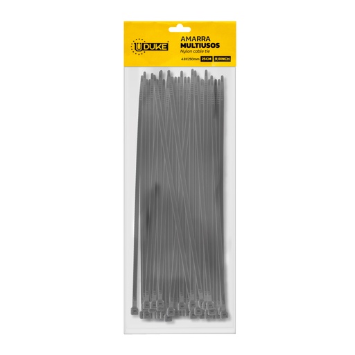 [10101] AMARRA PLASTICA UDUKE NEGRA 4.8X250MM (25 CM) (100 UNDS) (HT70037)