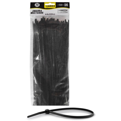 [10102] AMARRA PLASTICA UDUKE NEGRA 4.8X300MM (30 CM) (100 UNDS) (HT70038)