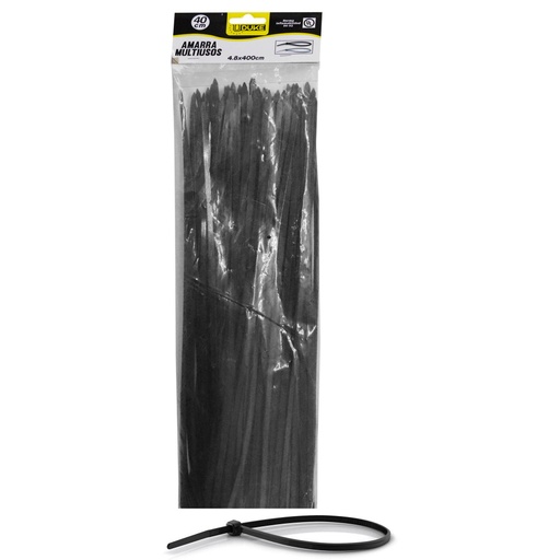 [10104] AMARRA PLASTICA UDUKE NEGRA 4.8X400MM (40 CM) (100 UNDS) (HT70040)