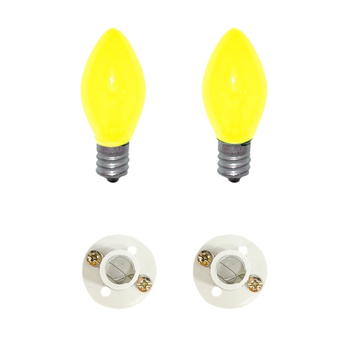 [135AK] BOMBILLO CANDELABRO SENCILLO AMARILLO + SOKET CANDELABRO PASTA PQT X 2 UDUKE