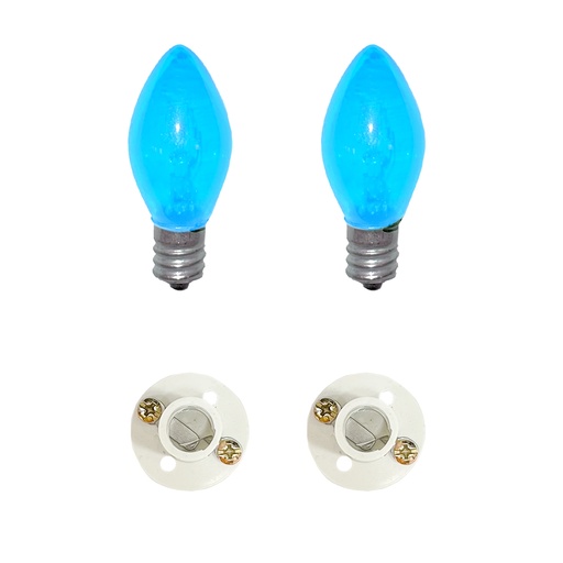 [135K] BOMBILLO CANDELABRO SENCILLO AZUL + SOKET CANDELABRO PASTA PQT X 2 UDUKE