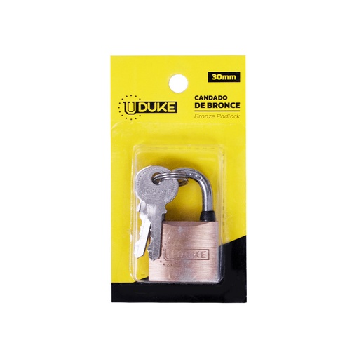 [6333K] CANDADO 30MM BRONCE FINO EN BLISTER UDUKE (GARANTIA 5 ANOS)