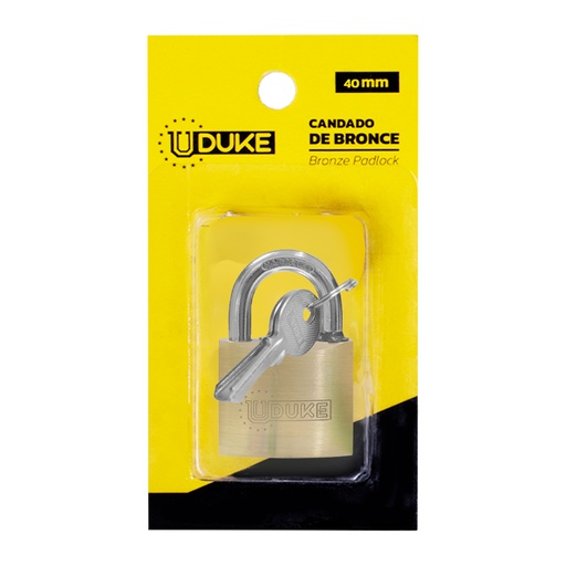 [6334K] CANDADO 40MM BRONCE FINO EN BLISTER UDUKE (GARANTIA 5 ANOS)