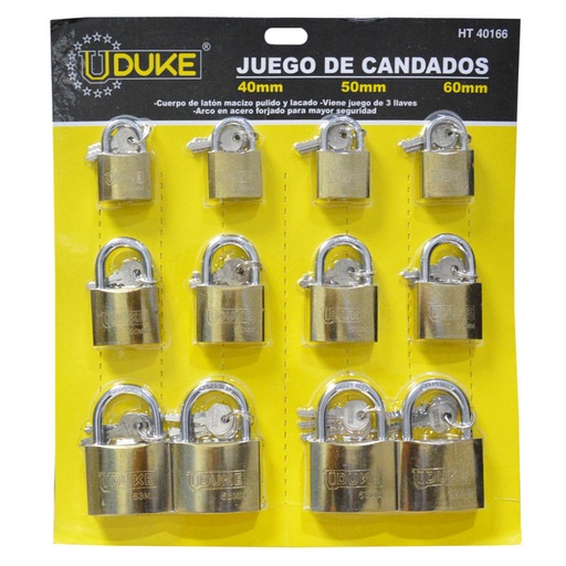 [7765] CANDADO CARTON UDUKE DORADO 40-50-60 (HT40166)