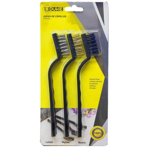 [13476] CEPILLO ALAMBRE 7” X 3PCS UDUKE (LATON-NYLON-ACERO) (HT1086)
