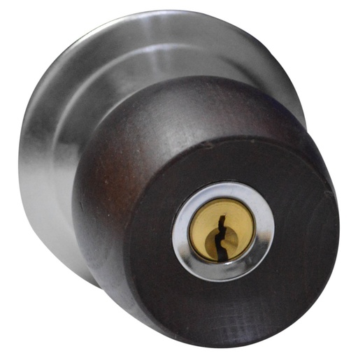 [2593A] CHAPA BOLA ALCOBA P/MADERA UDUKE COLOR CAFE OSCURA ESCUDO CROMADO (5831-SJM) (HT20176S)