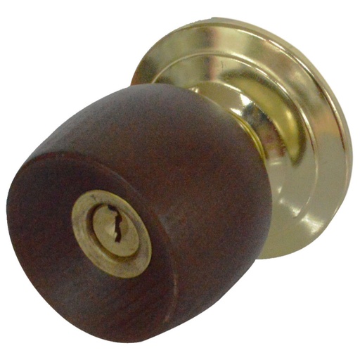 [6946] CHAPA BOLA ALCOBA P/MADERA UDUKE COLOR CAFE OSCURA T-SAFE ESCUDO DORADO (5831-FJM) (HT20178)