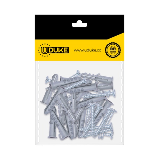 [13604K] CHAZO CON TORNILLO 1/4" PLASTICO PQT X 25 UDUKE