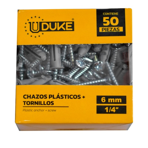 [13604] CHAZO PLASTICO CON TORNILLO 1/4 X 50UNDS (HT1238)