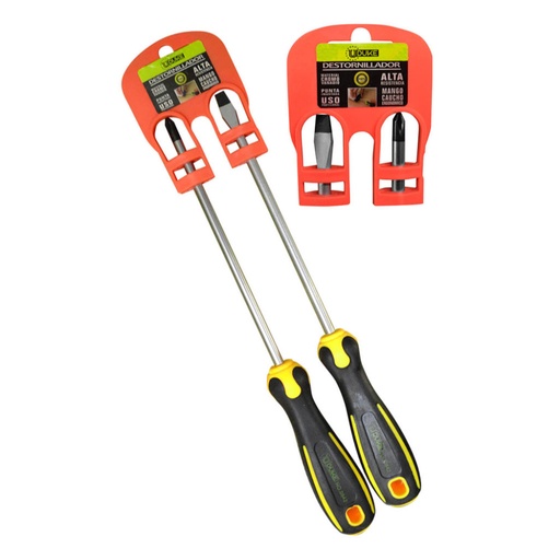 [11079] DESTORNILLADOR UDUKE X 2 MANGO CAUCHO 1/4X6" C/V (-)(+) (HT80209)