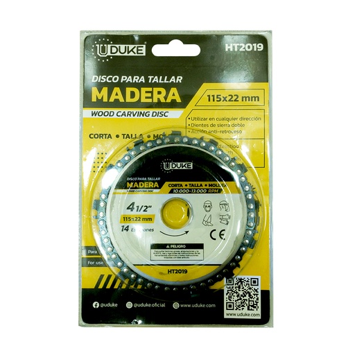 [19614] DISCO PARA CORTE Y DESBASTE 115 X 22MM UDUKE (HT2019)