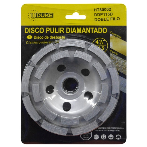 [10892] DISCO PULIR PIEDRA DIAMANTADO SEGMENTADO DOBLE FILO UDUKE 4 1/2 (DDP115D) (HT80002)