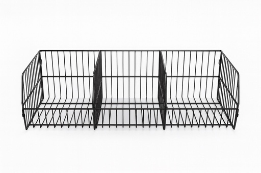 [E95] EXHIBIDOR UDUKE CANASTILLA NEGRA CON SOPORTE DE BANDEJA PARA ESTANTERIA(90X37X25CM) HT3245