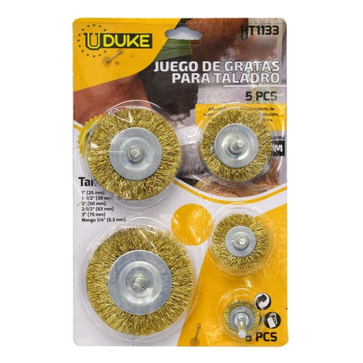 [13517] GRATA TALADRO REDONDA C/ESPIGO X 5PCS UDUKE (HT1133)