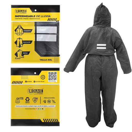 [12585S] IMPERMEABLE PARA MOTO PLASTICO COMPLETO REFLECTIVO CON SOLAPA TALLA XXL