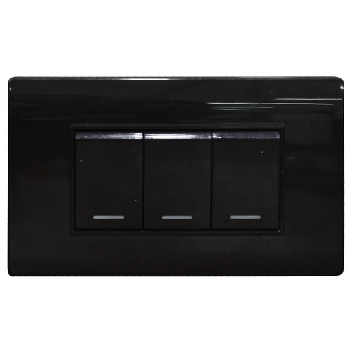 [1626N] LINEA BK PLUS NEGRA INCRUSTAR SWICHE DOBLE CONMUTABLE 110-220 (118K-02-3W-BLK) (HT20717)