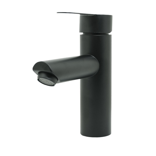 [19903] LLAVE LAVAMANOS MONOCONTROL ACERO INOXIDABLE REDONDA NEGRA BAJA 18CM UDUKE  (HT2034) 