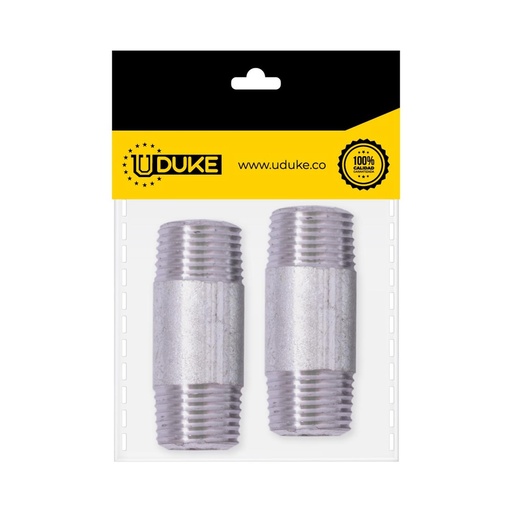 [10072K] NIPLE GALVANIZADO 1/2 X 2 PAQ X 2 UDUKE