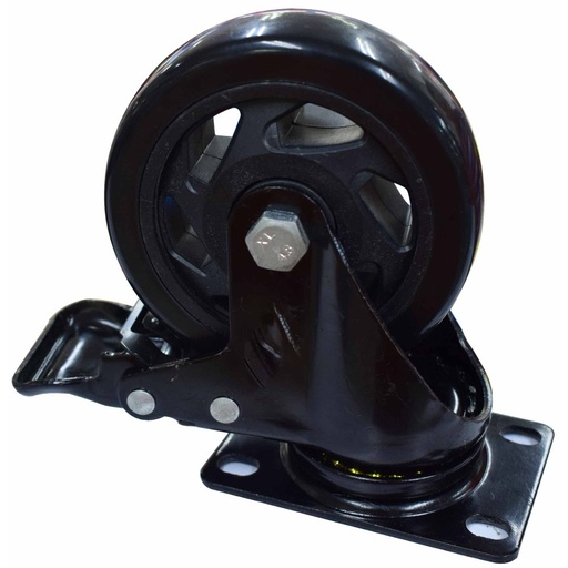[10914] RODACHINES 4 PLANO NEGRO CON FRENO GIRATORIO 100MM 120KG (INDIVIDUAL) (HT80023)