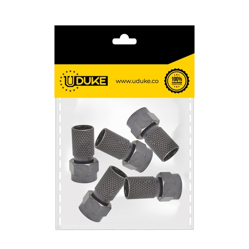[12280K] TERMINAL COAXIAL GRIS MATE ROSCA FINA RG6 PQT X 5 UDUKE