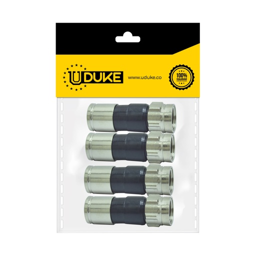 [7782K] TERMINAL COAXIAL NEGRA INTEMPERIE RG6 FINA PQT X 4 UDUKE