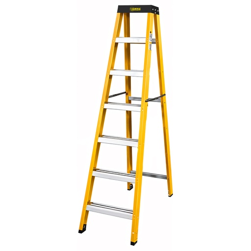 [21333] ESCALERA DE FIBRA DE VIDRIO 6 PELDANOS CAP 150 KILOS USO INDUSTRIAL UDUKE CON PLATAFORMA  (HT3183)