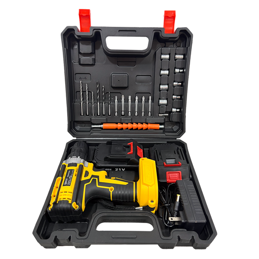 [21765] TALADRO ATORNILLADOR INALAMBRICO 21V INCLUYE 2 BATERIAS, CARGADOR Y 24 PZS UDUKE (HT3387)